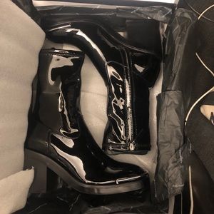 Hailey PVC metal trimmed Long ankle boots